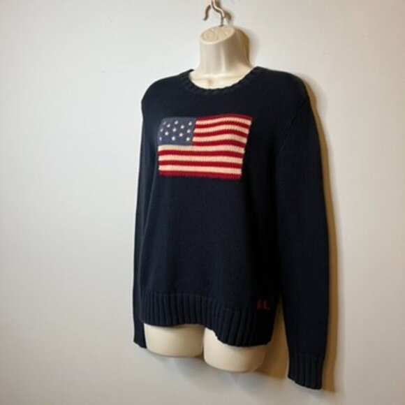 Polo Ralph Lauren Sweaters - Ralph Lauren Navy Knit American Flag Sweater (S) 🇺🇸
